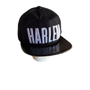 New League Black Harlem Embroidered Script Hat Cap Adjustable